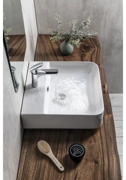 Isvea - Mosdó asztalra helyezhető/falra szerelhető SOTT AQUA 50x50 cm kerámia/fehér