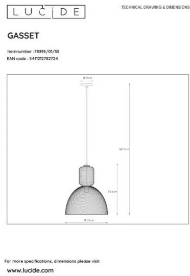 Lucide 78395/01/33 - Csillár zsinóron GASSET 1xE27/60W/230V zöld