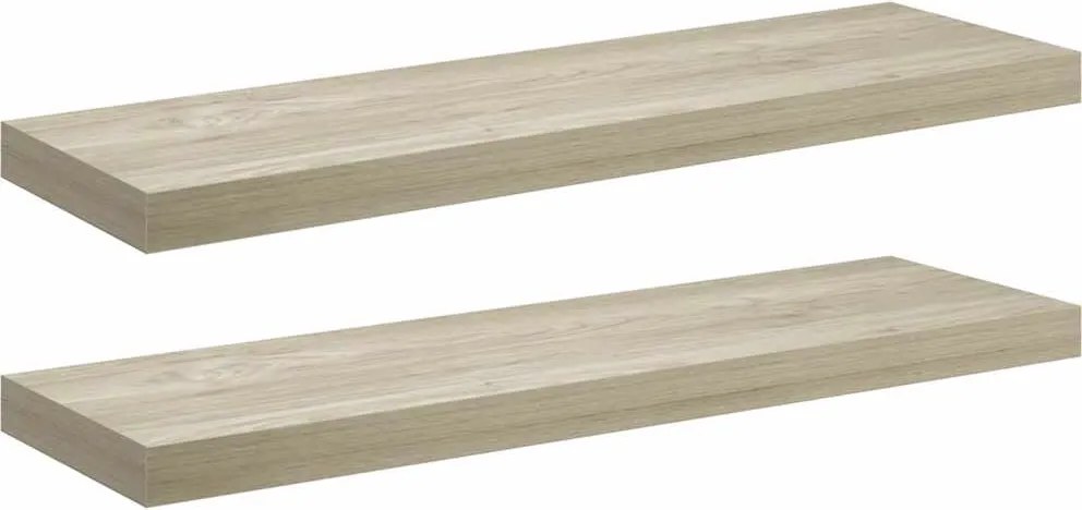 vidaXL 2 db tölgyszínű MDF lebegő fali polc 80 x 23,5 x 3,8 cm