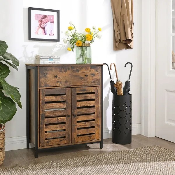 FIRA barna/fekete fiókos komód