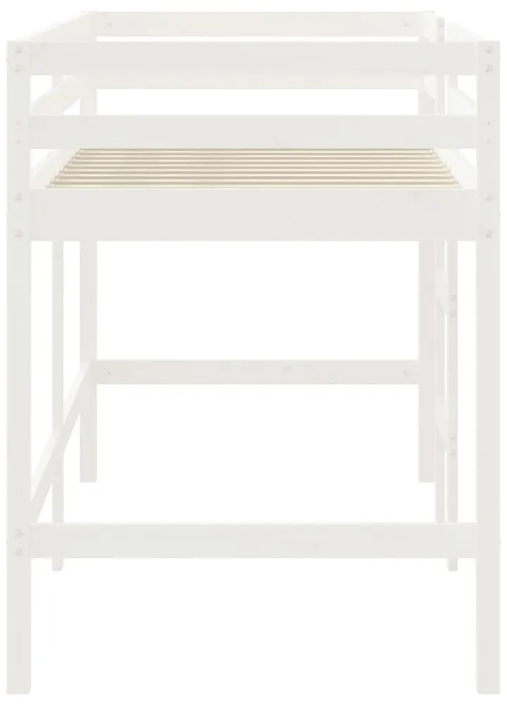 fehér tömör fenyőfa gyerek galériaágy létrával 80 x 200 cm