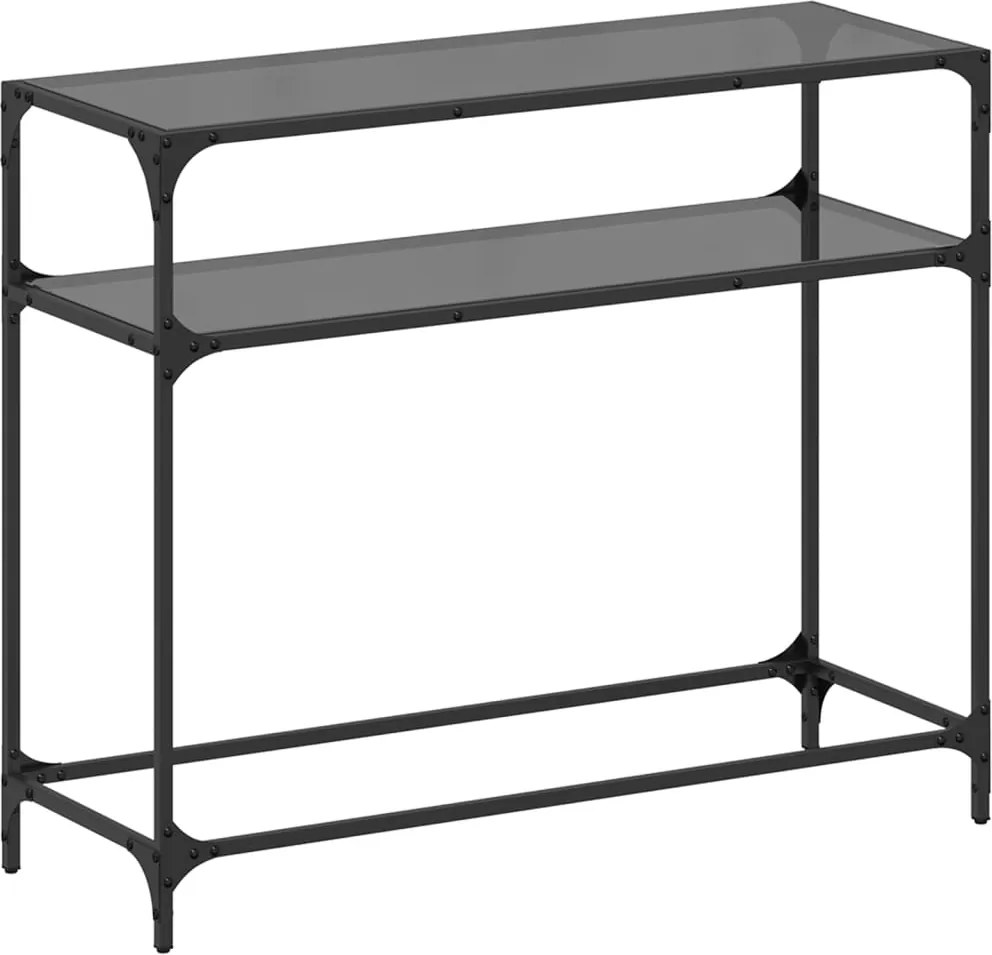 vidaXL acél tálalóasztal fekete üveglappal 98 x 35 x 81 cm