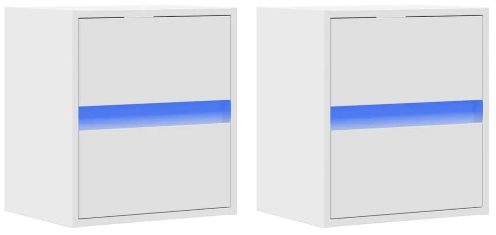 2 db fehér falra szerelhető TV-szekrény LED-del 41 x 31 x 45 cm