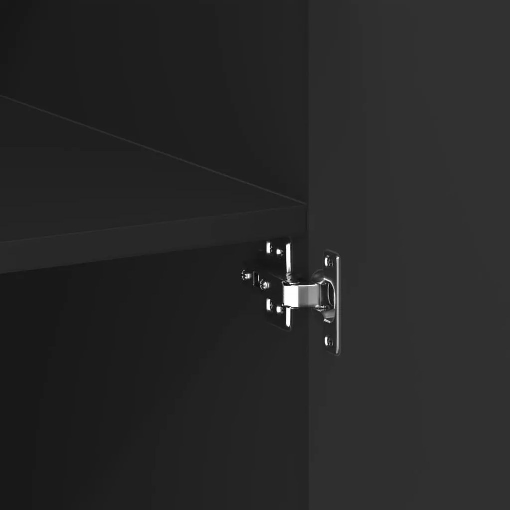 fekete szerelt fa magasszekrény 80 x 42,5 x 185 cm