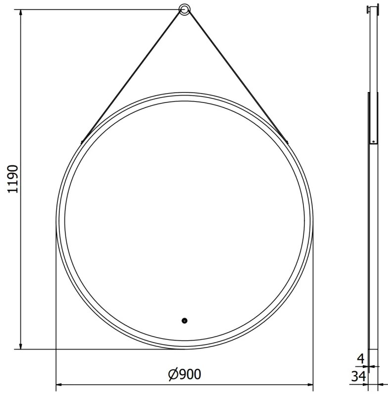 Mexen Reni, LED fürdoszobai tükör háttérvilágítással 90x90 cm, 6000K, fekete keret, páramentes, 9812-090-090-611-70