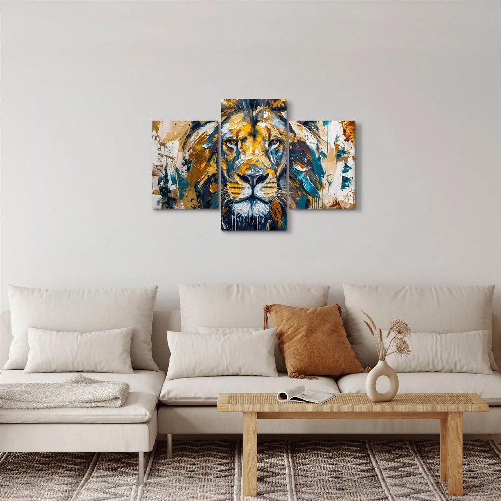 Kép - Absztrakt olajfestmény oroszlánnal (90x60 cm)