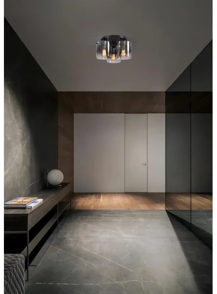 Searchlight 88911-3BK - SWEDEN mennyezeti lámpatest, 3xE27/60W/230V, átm. 39 cm, fekete/füst