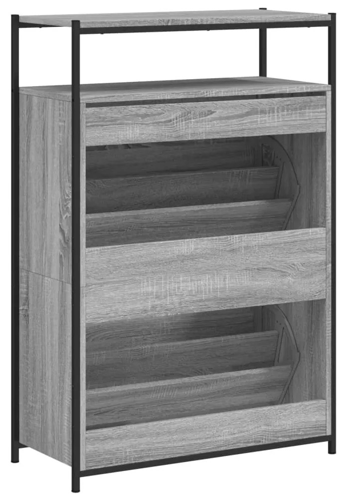 szürke sonoma színű szerelt fa cipősszekrény 75x34x112 cm