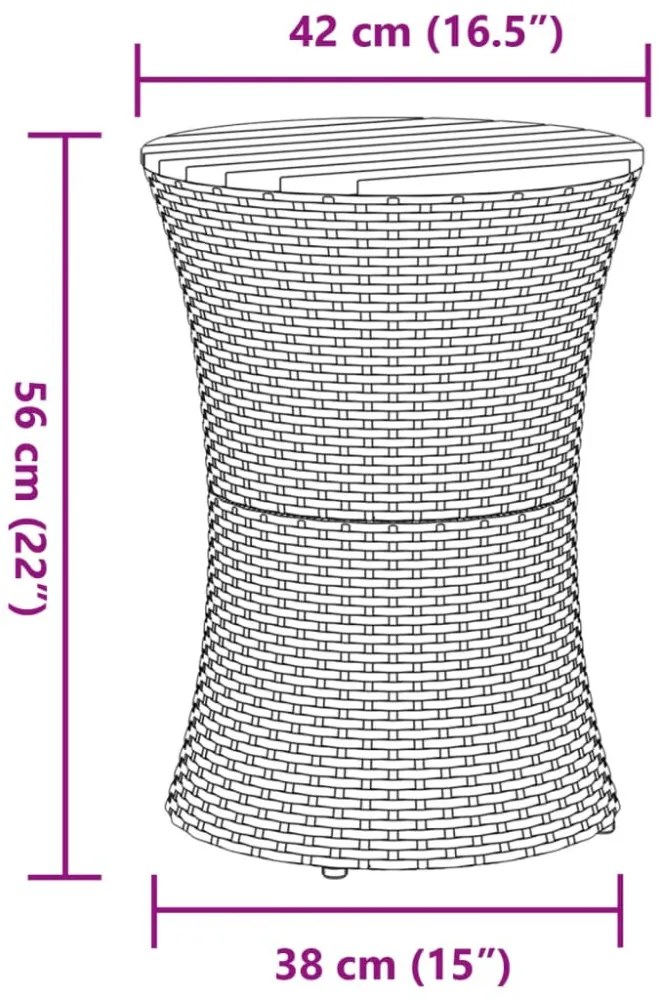 szürke polyrattan kerti dob alakú kisasztal