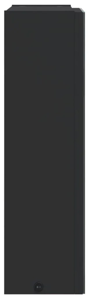 fekete tükrös fürdőszobaszekrény LED-del 45 x 13 x 52 cm