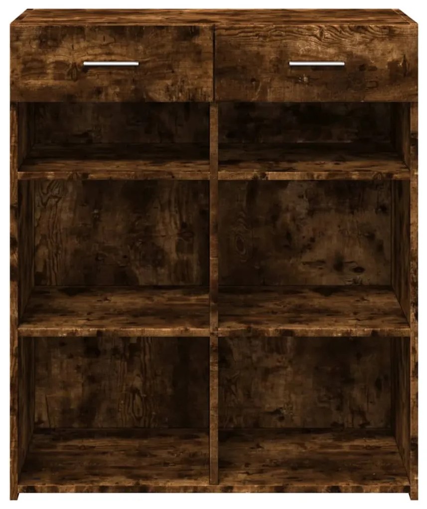 füstös tölgy színű szerelt fa tálalószekrény 80 x 42,5 x 93 cm