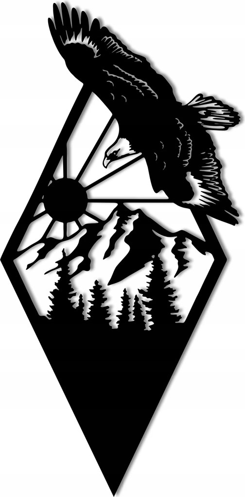 Fali dekoráció Hegyek 70cm Sas áttört panel