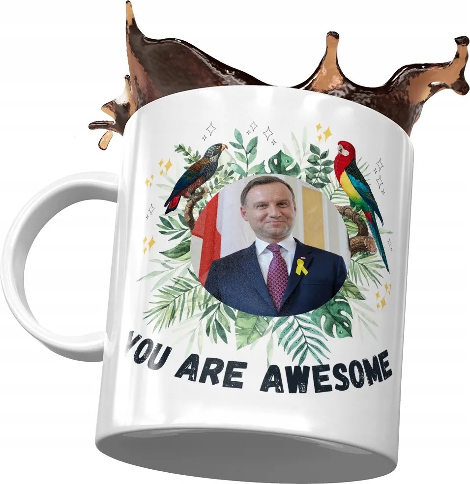 Bögre Andrzej Duda elnök Politikusok Ajándék Nyomtatott Fotóval