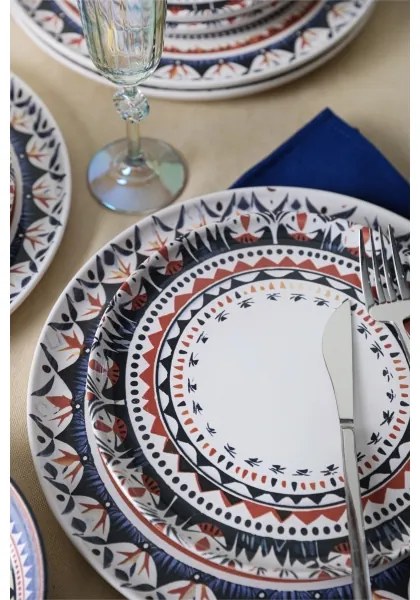 24 részes színes étkészlet / kőagyag