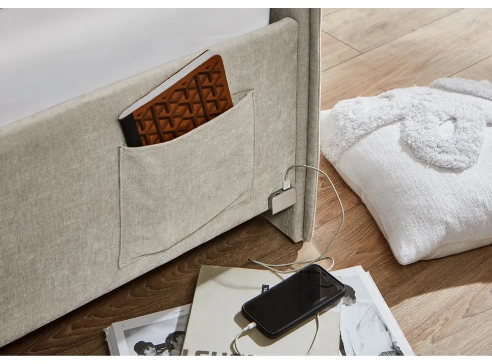 Bézs kárpitozott sarok gyerekágy ágyrács nélkül 90x200 cm Fun – Meise Möbel