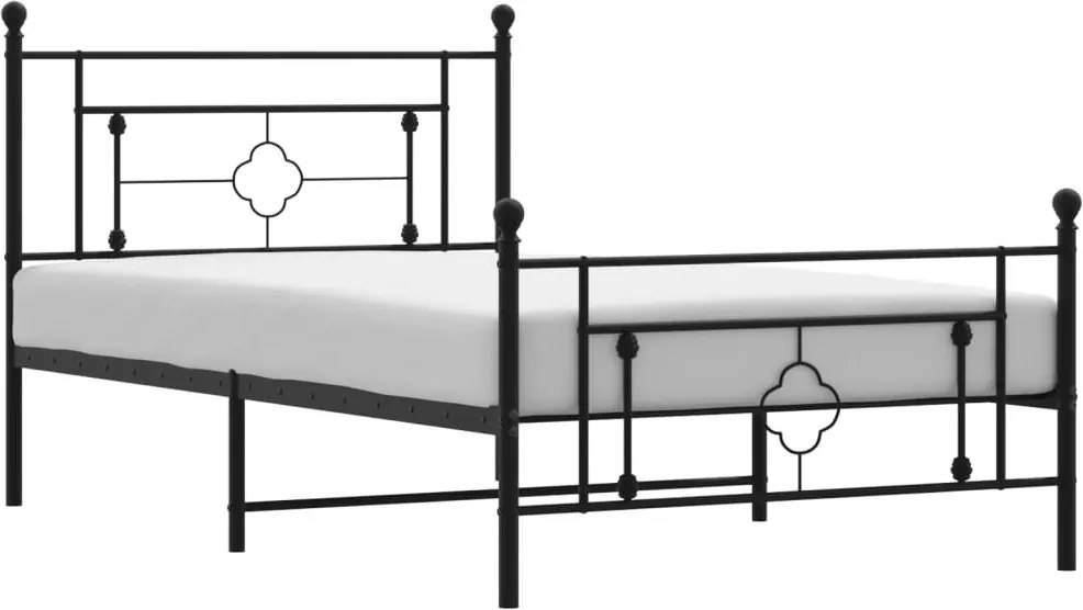 vidaXL fekete fém ágykeret fej- és lábtámlával 107 x 203 cm