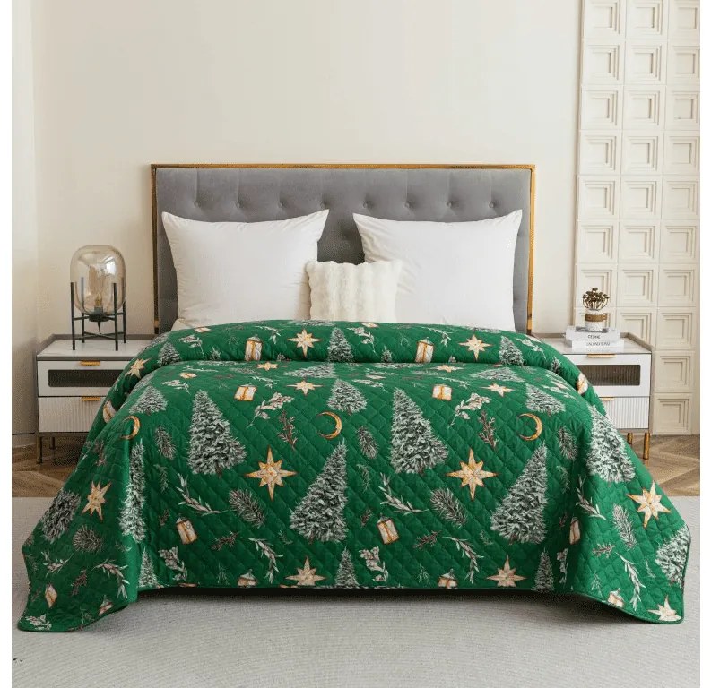 Ágytakaró GREEN CHRISTMAS zöld Méret: 170 x 210 cm