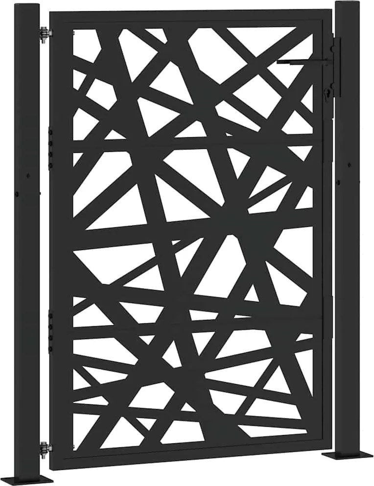 vidaXL fekete acél kerti kapu 100x125 cm lámpákkal díszített