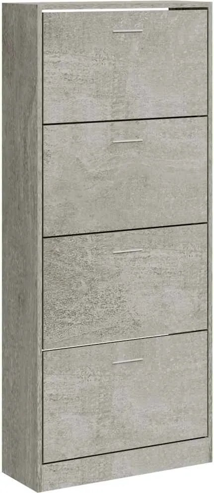 vidaXL betonszürke szerelt fa cipőszekrény 63x24x147 cm