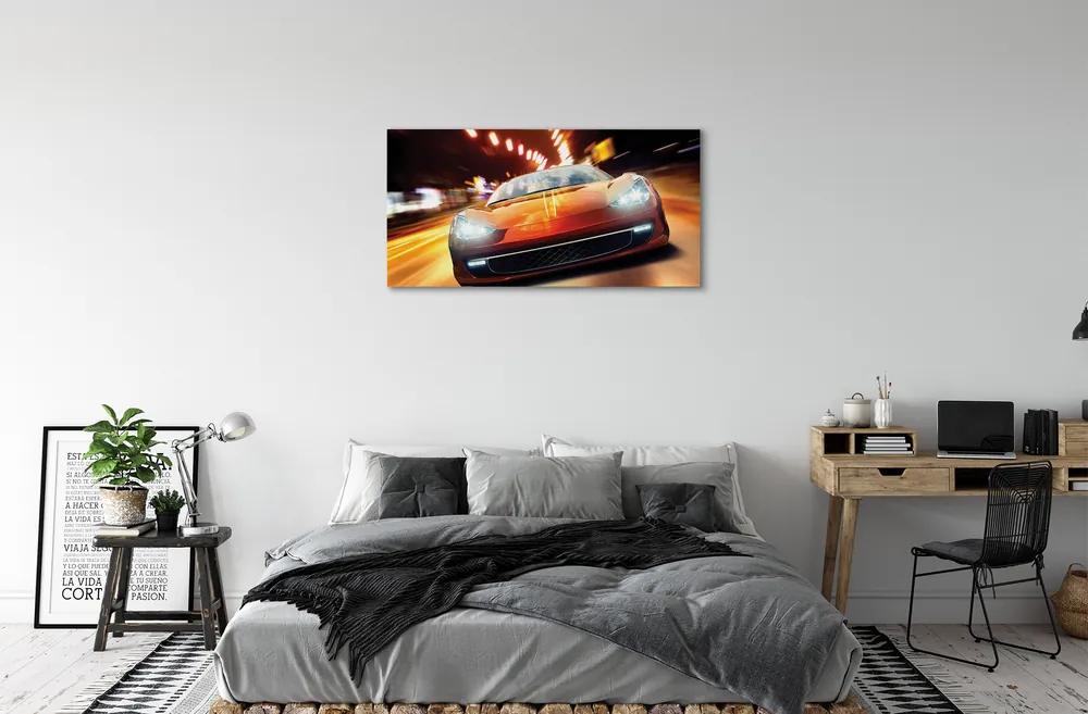 Canvas képek Sportkocsi város fényei 140x70 cm