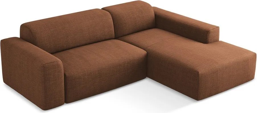 Terrakotta színű sarokkanapé (jobb oldali-heverő résszel) Keli – Makamii
