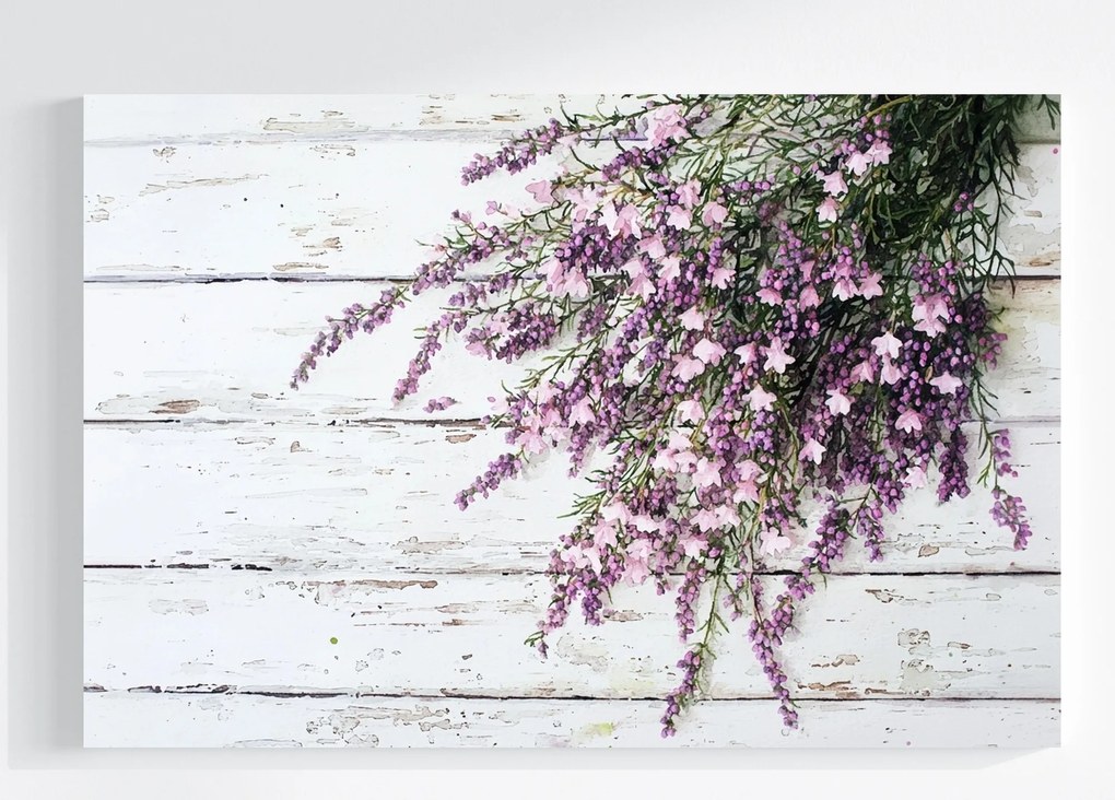 Canvas Vászonkép Levendula Virágok Shabby Chic Vintage Fa 120x80