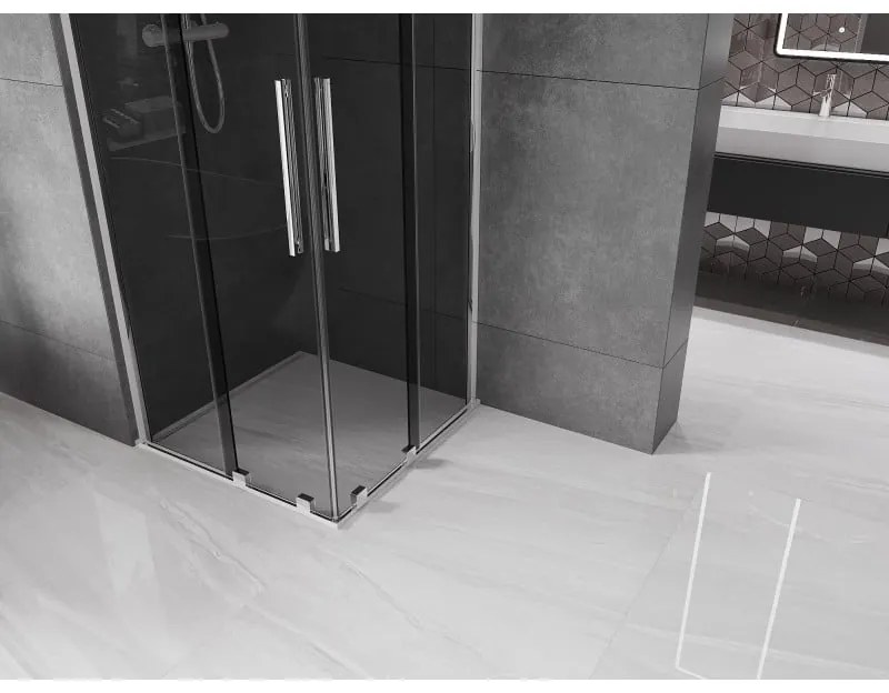 Mexen Velar Duo, zuhanykabin tolóajtóval 90 x 90 cm, 8mm szürke üveg, króm, 871-090-090-42-01