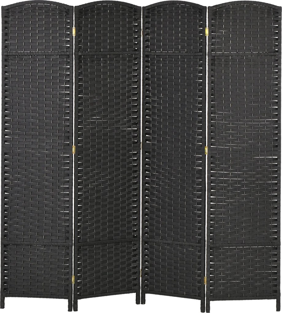 HOMCOM 4-Panel Szobaelválasztó 160x170 cm Összecsukható Szobaelválasztó Nappalihoz, Hálószobához, Irodához Fekete | Aosom