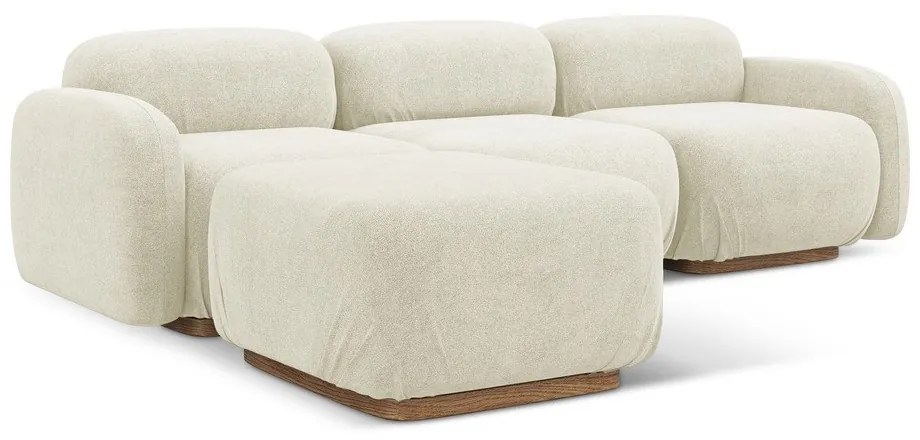 Krémszínű buklé moduláris sarokkanapé Ailani – Makamii