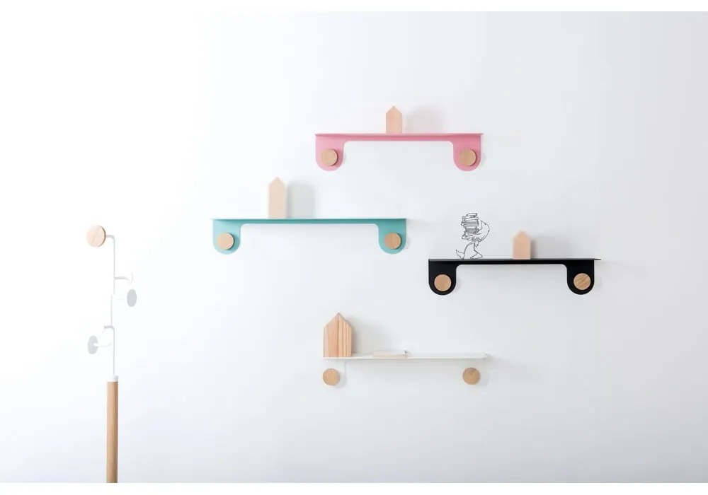 Hook fehér fali polc 2 akasztóval, hossza 60 cm - Gazzda