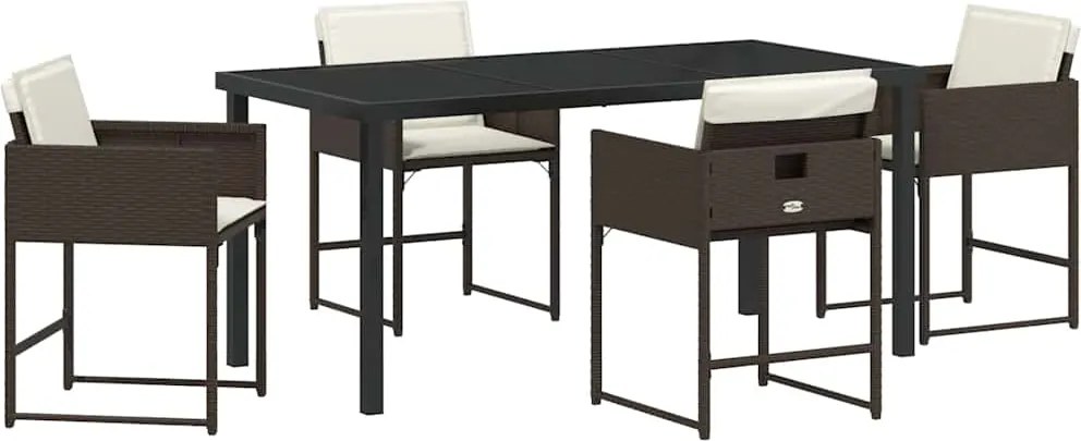 vidaXL Kert étkező szett 5 pcs Barna polirattan