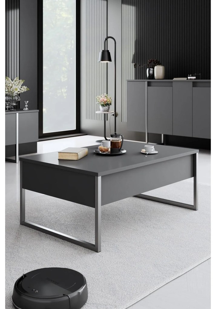 Dohányzóasztal Luxe - Anthracite, Silver