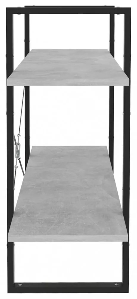 kétszintes betonszürke szerelt fa könyvszekrény 100x30x70 cm