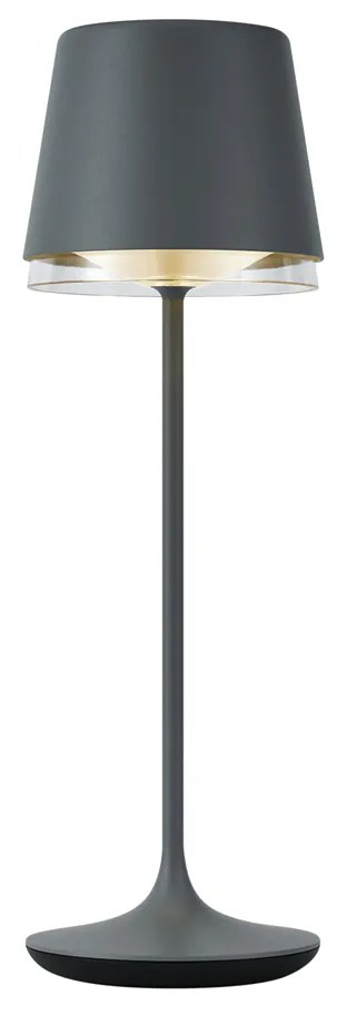 Asztali lámpa sötétszürke LED-del, IP65, újratölthető, töltőállomással - Bass