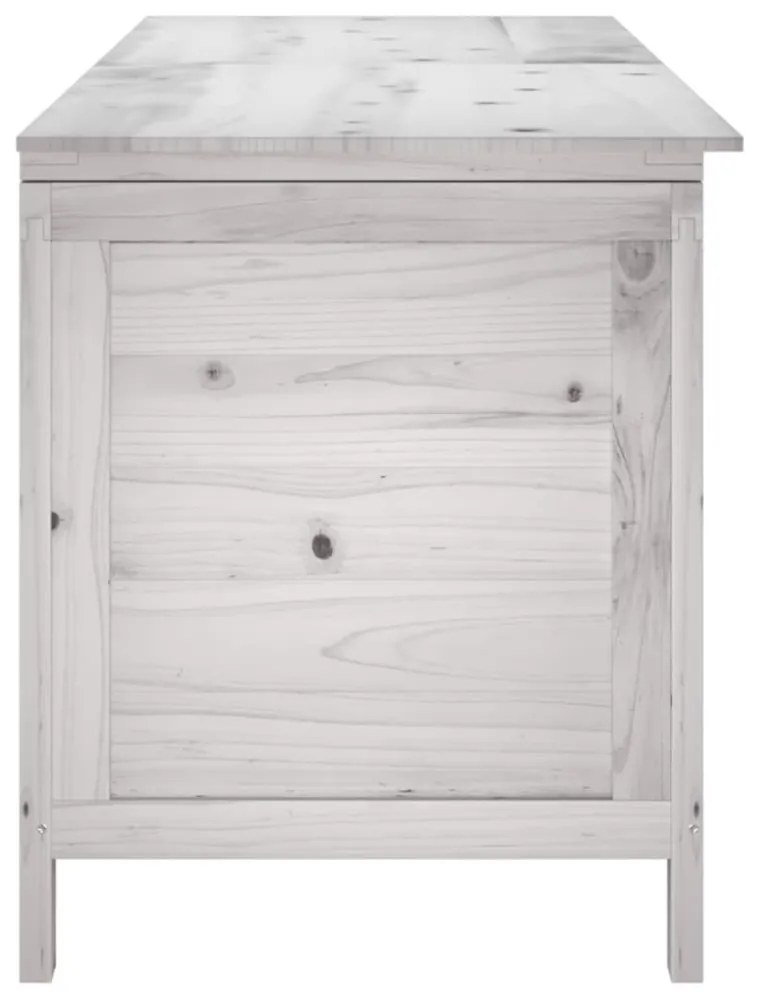 fehér tömör fenyőfa kerti tárolóláda 150x50x56,5 cm