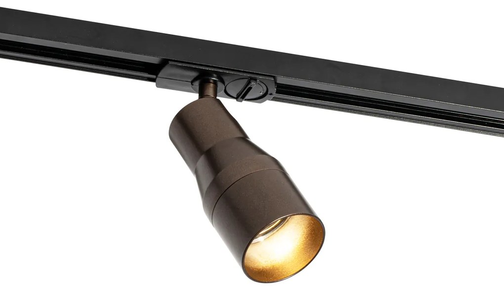 Modern Track Lighting System with 5 Spotlights Dark Bronze 1-Phase - Iconic Kohua