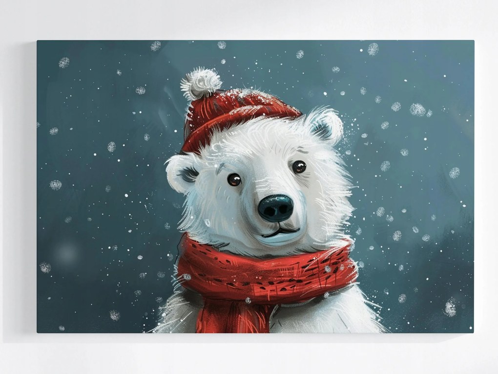 Vászonkép Canvas Mackó Sál Sapka Tél 60x40