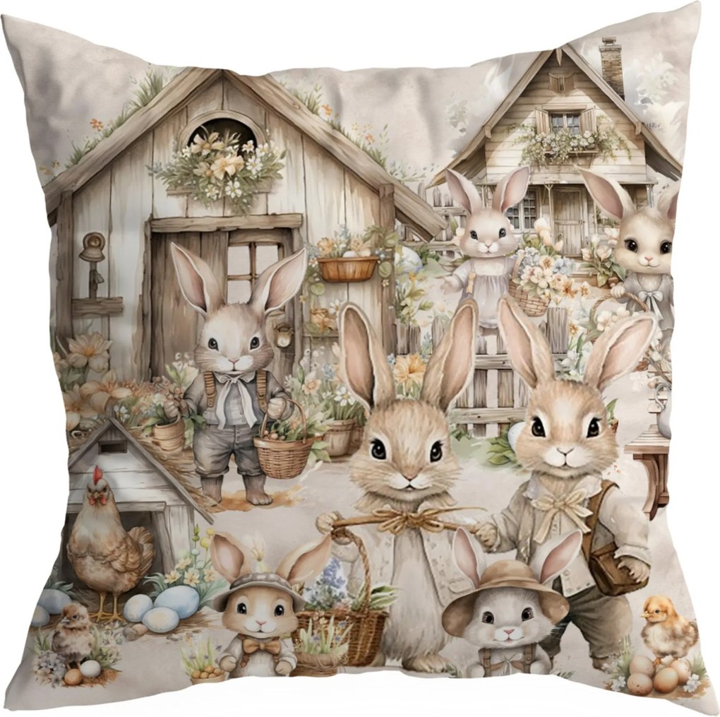 Húsvéti Díszpárnahuzat 40X40 CM Karácsonyi Nyuszi Minta 387