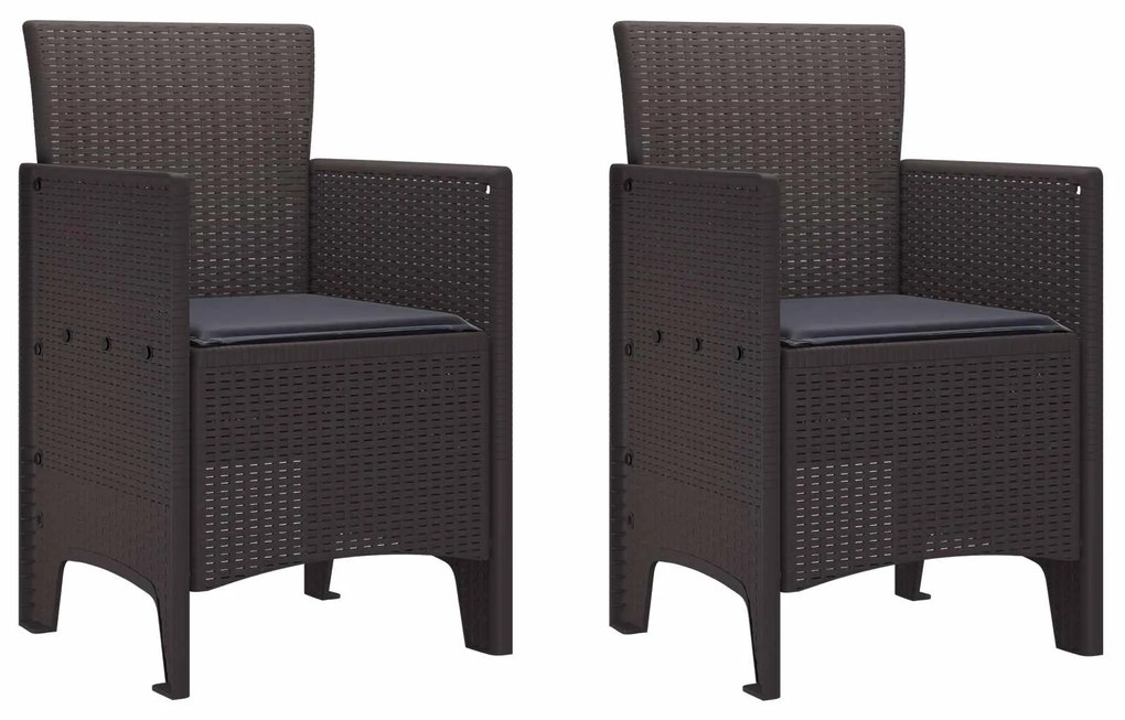 vidaXL Kerti Szék párnával 2 pcs Barna 53 x 49 x 85 cm Polipropilén