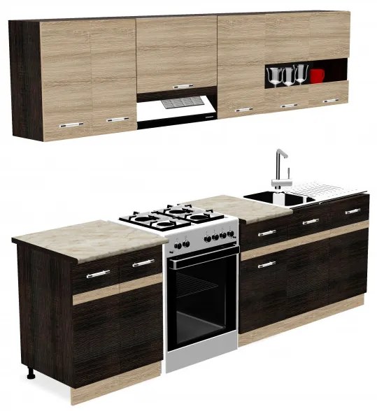 Salandra Elemes konyha 2 ajtós mosogató alatti szekrény DARK SONOMA 80 x 80 x 50 cm