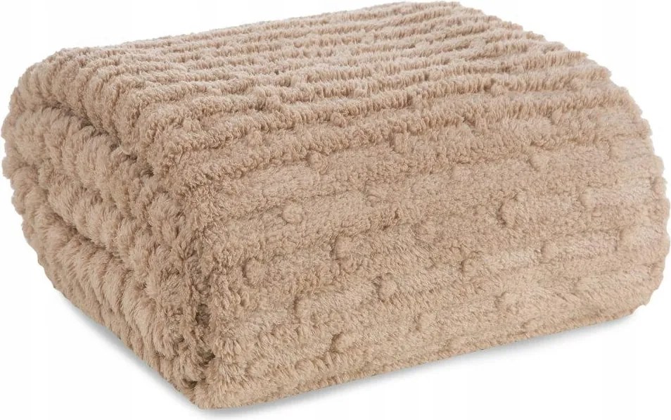 Takaró bézs 130x170 csíkos meleg puha színes ágytakaró kanapé