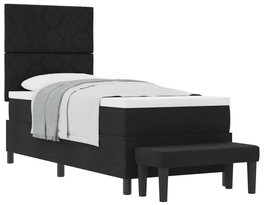 Box Spring Ágy Matraccal és Pad Black 80x200 cm Szövet