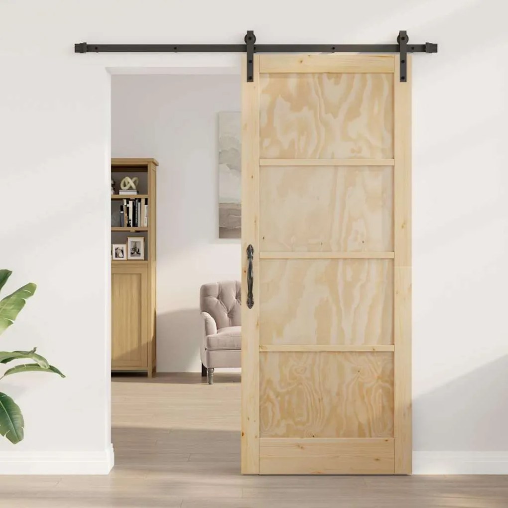 Csúszó Ajtó Természetes és fekete 86 x 211 cm