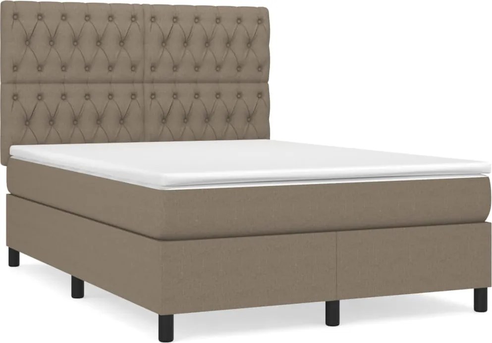 vidaXL tópszínű szövet rugós ágy matraccal 140 x 190 cm