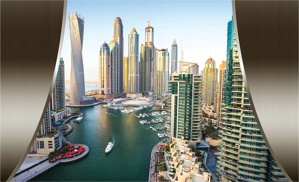 Flizelin fotótapéta Város Felhők Marina Yachtok Kilátás 250x175 +ragasztó