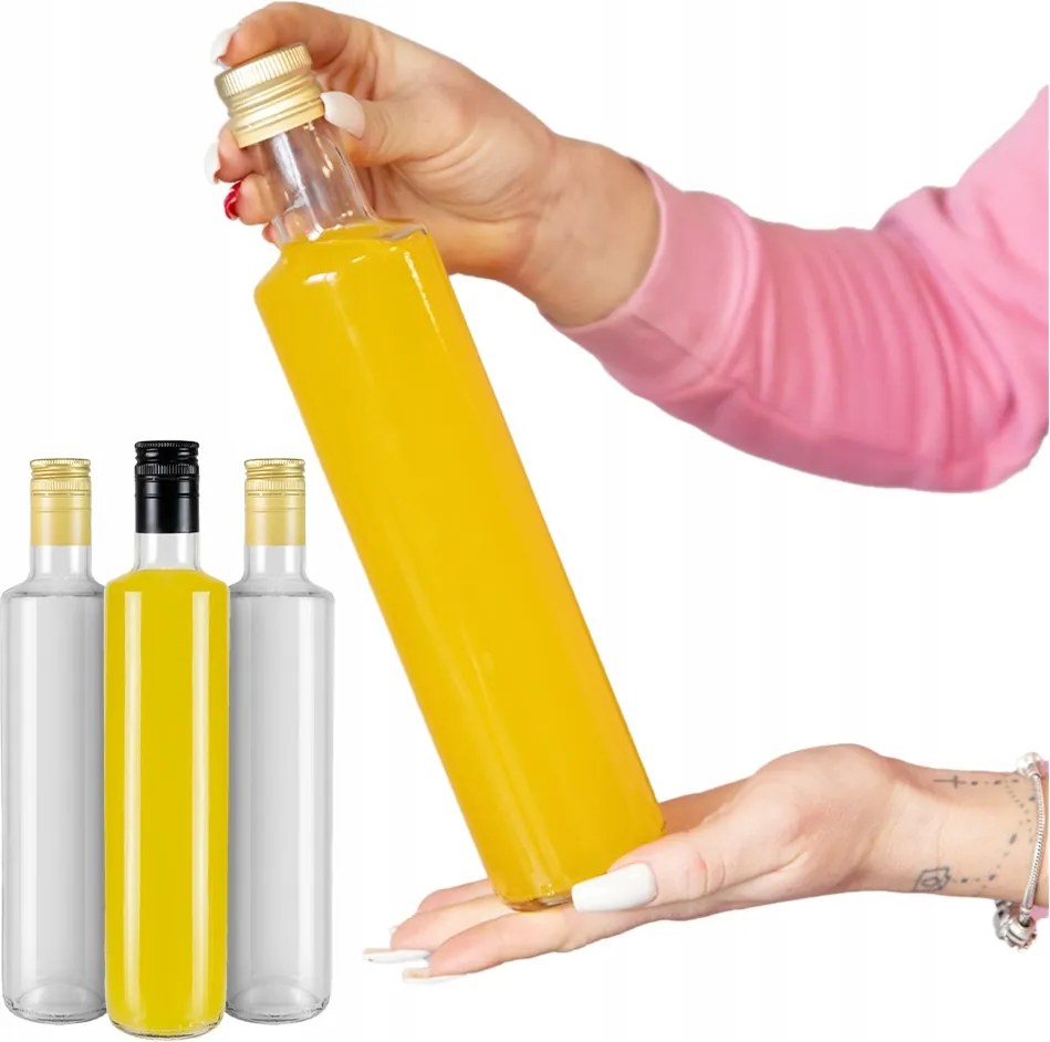 10x Dorica ÜVEGpalack 500 ml Színtelen olaj tinktúra ecet gyümölcslé 0,5l