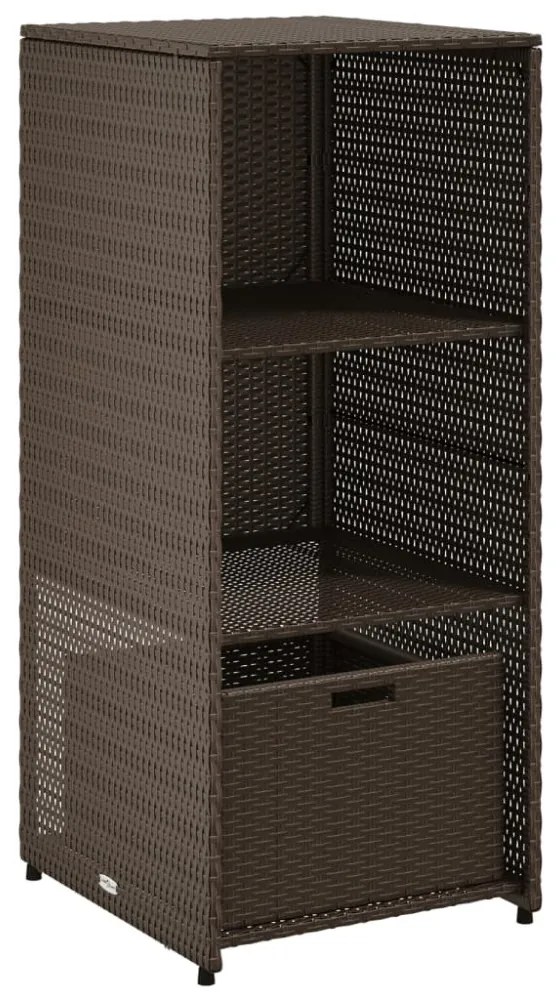 barna polyrattan kerti tárolószekrény 50 x 55 x 115 cm