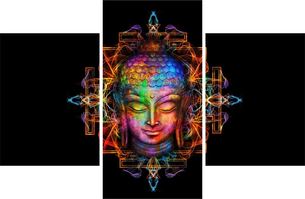 Kép - Buddha mellszobra neon színekben (90x60 cm)