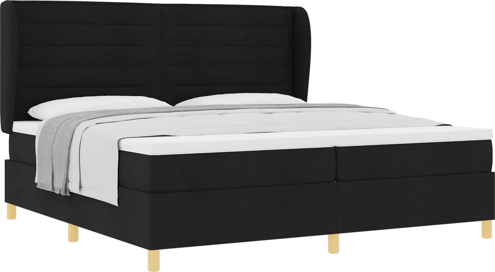 vidaXL Boxspring ágy matraccal Sötétszürke 90x190 cm Szövet Fekete