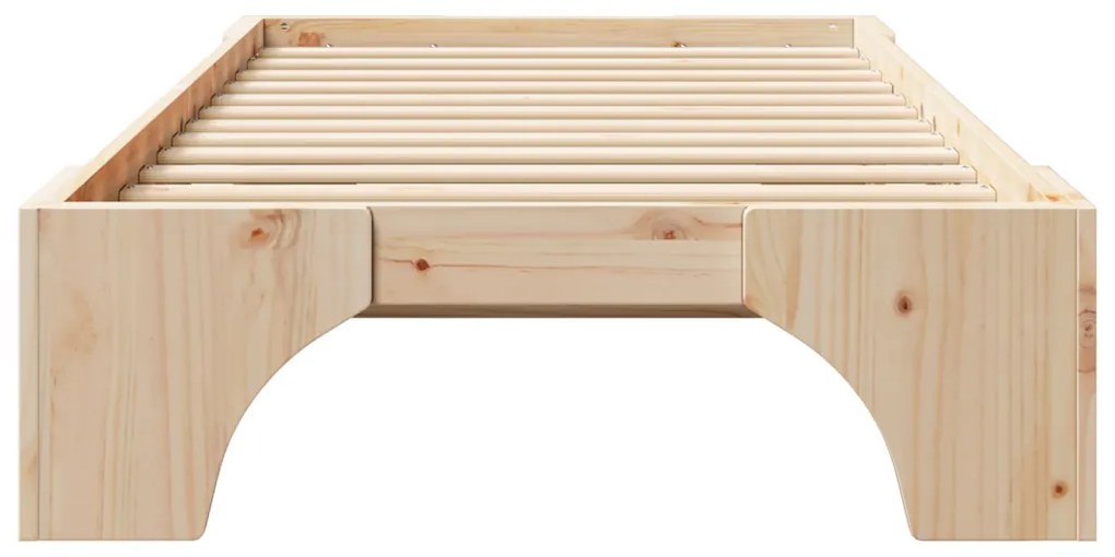 vidaXL Ágykeret Természetes 90 x 200 cm Tömör fenyőfa